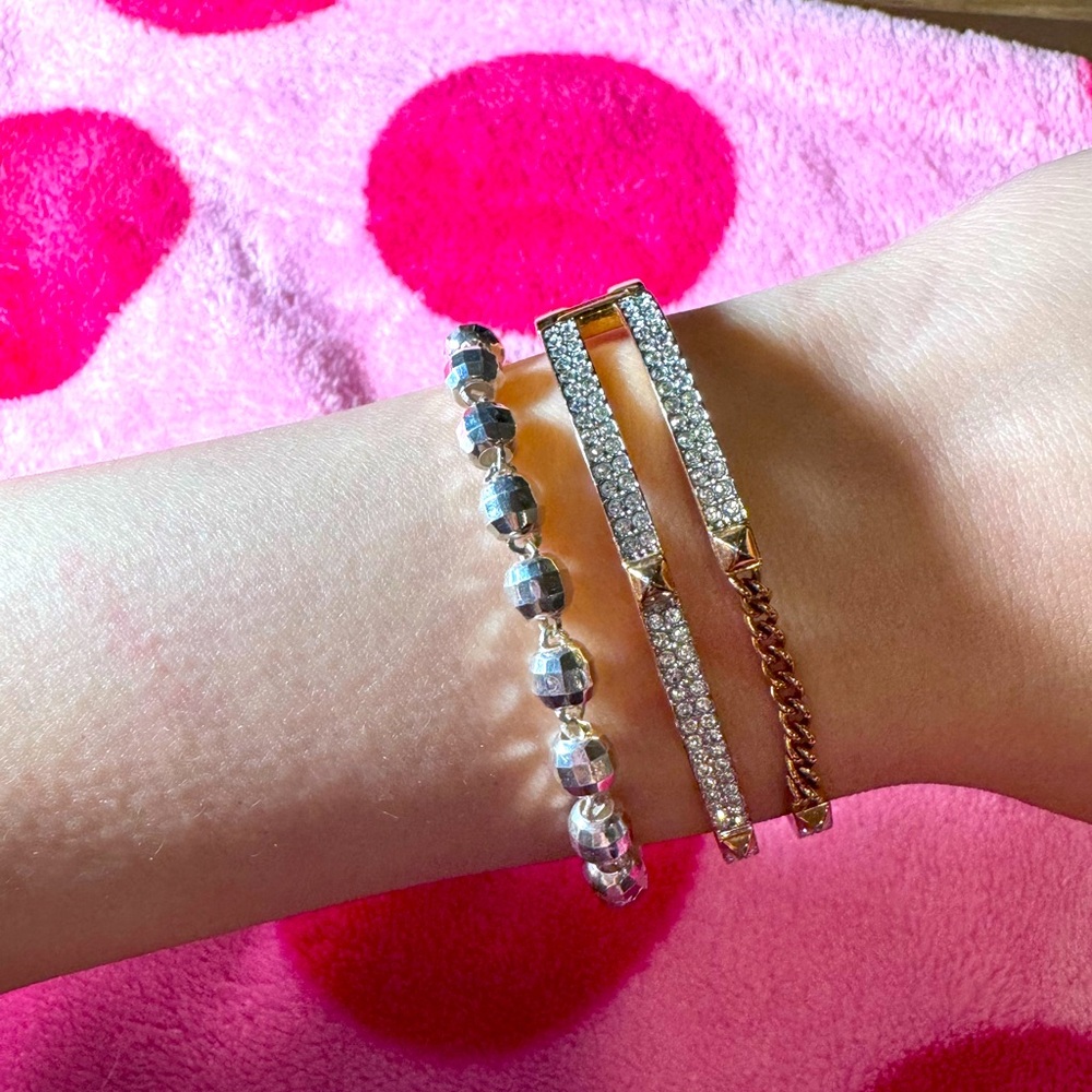 Swarovski Crystal Bracelet with Gold-Tone Design and Chain Detail